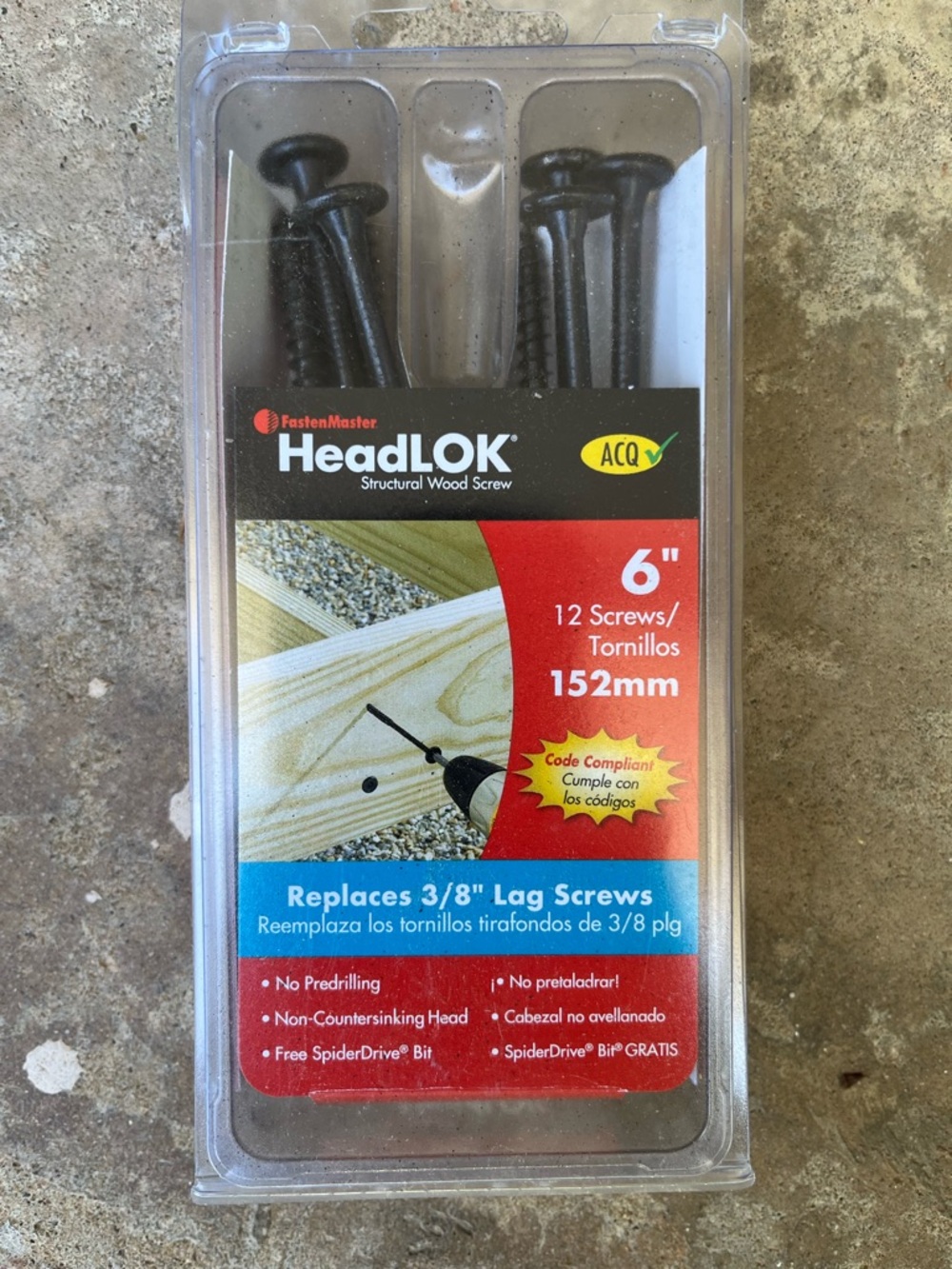 HeadLok 6” FastenMaster Screws (qty 12)